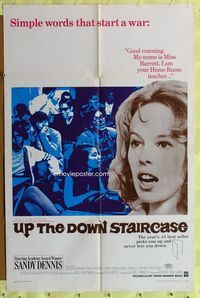 8w916 UP THE DOWN STAIRCASE 1sh '67 inner-city teacher Sandy Dennis, from Bel Kaufman novel!