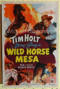 8w960 WILD HORSE MESA 1sh '48 Tim Holt, Nan Leslie, from Zane Grey Novel!