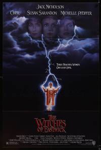 8w972 WITCHES OF EASTWICK 1sh '87 Jack Nicholson, Cher, Susan Sarandon, Michelle Pfeiffer!