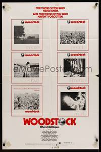 8w978 WOODSTOCK red style 1sh R76 six great images of the most famous rock & roll concert ever!