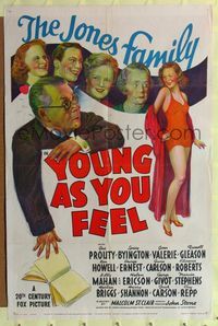 8w990 YOUNG AS YOU FEEL 1sh '40 The Jones Family, Jed Prouty, Spring Byington!