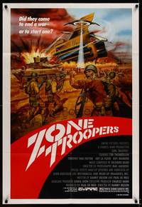 8w997 ZONE TROOPERS 1sh '85 wild C.W. Taylor art of futuristic war zone!