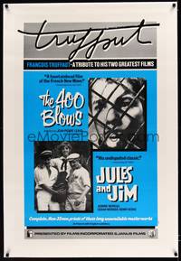 8x255 400 BLOWS/JULES & JIM linen 1sh '80s Francois Truffaut's Les Quatre Cents Coups & Jules et Jim