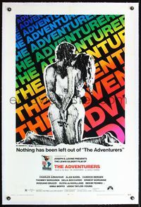 8x257 ADVENTURERS linen 1sh '70 Harold Robbins, sexy image of near-naked couple embracing!