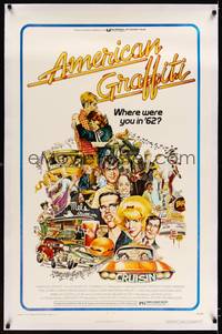 8x262 AMERICAN GRAFFITI linen 1sh '73 George Lucas teen classic, it was the time of your life!