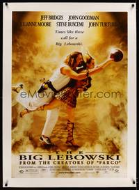 8x271 BIG LEBOWSKI linen 1sh '98 Coen Brothers cult classic, Jeff Bridges bowling w/Julianne Moore!