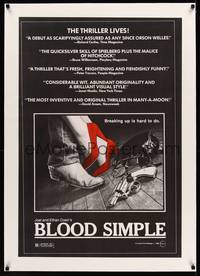 8x277 BLOOD SIMPLE linen 1sh '85 Joel & Ethan Coen, Frances McDormand, cool film noir gun image!