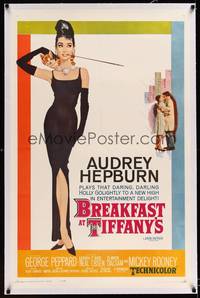 8x279 BREAKFAST AT TIFFANY'S linen 1sh '61 most classic artwork of sexy elegant Audrey Hepburn!