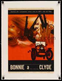 8x103 BONNIE & CLYDE linen Czech 11x16 '67 Warren Beatty, Faye Dunaway, different art by Vyletal!