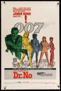 8x306 DR. NO linen white smoke 1sh '62 Sean Connery is the most extraordinary gentleman spy James Bond 007!