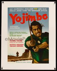 8x051 YOJIMBO linen Finnish '63 Akira Kurosawa, close up image of samurai Toshiro Mifune!