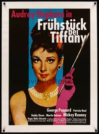 8x122 BREAKFAST AT TIFFANY'S linen German R86 different artwork of sexy Audrey Hepburn!