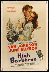 8x346 HIGH BARBAREE linen 1sh '47 pretty June Allyson loves Navy pilot Van Johnson!