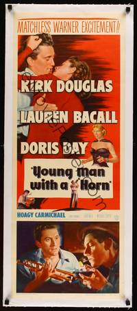 8x023 YOUNG MAN WITH A HORN linen insert '50 jazz man Kirk Douglas, sexy Lauren Bacall + Doris Day!