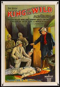 8x361 KING OF THE WILD linen CH 7 1sh '31 stone litho of hunters with unconscious man on floor!