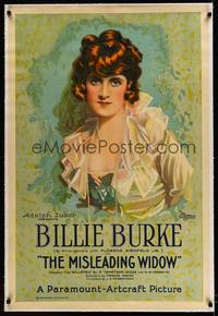 8x388 MISLEADING WIDOW linen 1sh '19 stone litho of beautiful young Billie Burke!