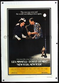 8x393 NEW YORK NEW YORK linen style B 1sh '77 Robert De Niro plays sax while Liza Minnelli sings!