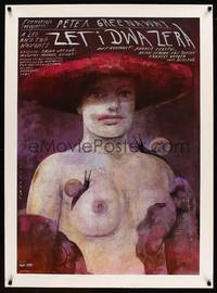 8x160 ZED & TWO NOUGHTS linen Polish 27x38 '85 Peter Greenaway, art of naked girl by Sadowski!