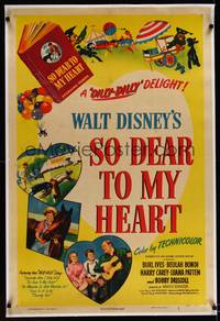 8x450 SO DEAR TO MY HEART linen 1sh '49 Walt Disney, Burl Ives w/guitar, Beulah Bondi, Harrey Carey