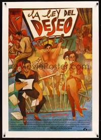 8x061 LAW OF DESIRE linen Spanish '87 Almodovar's La ley del deseo, art by Carlos Sanchez Perez!