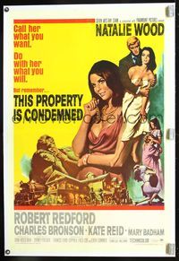 8x469 THIS PROPERTY IS CONDEMNED linen int'l 1sh '66 different art of sexy Natalie Wood & Redford!