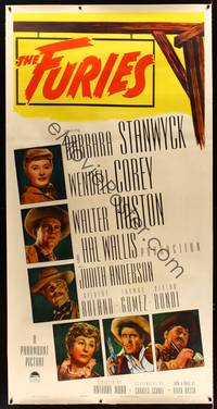 8y022 FURIES linen 3sh '50 Barbara Stanwyck, Wendell Corey, Walter Huston, Anthony Mann
