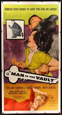 8y025 MAN IN THE VAULT linen 3sh '56 sexy Anita Ekberg as a two-timing girl, too much for one man!