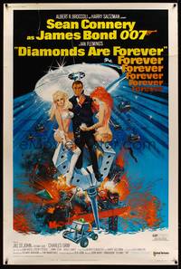 8y117 DIAMONDS ARE FOREVER 40x60 '71 art of Sean Connery as James Bond by Robert McGinnis!