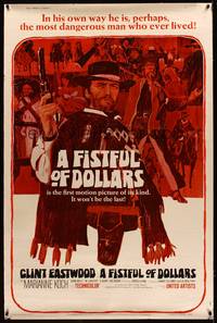 8y119 FISTFUL OF DOLLARS 40x60 '67 Sergio Leone's Per un Pugno di Dollari, art of Clint Eastwood!