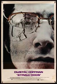 8y136 STRAW DOGS 40x60 '72 Sam Peckinpah, best close up of Dustin Hoffman with broken glasses!