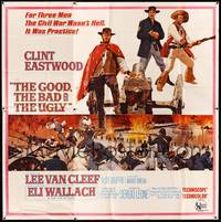 8y005 GOOD, THE BAD & THE UGLY 6sh '68 Clint Eastwood, Lee Van Cleef, Sergio Leone, cool art!