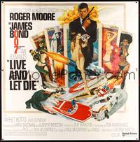 8y008 LIVE & LET DIE 6sh '73 art of Roger Moore as James Bond by Robert McGinnis!