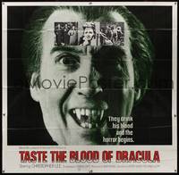 8y010 TASTE THE BLOOD OF DRACULA int'l 6sh '70 best wacky close up of vampire Christopher Lee!