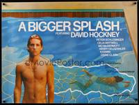 8y164 BIGGER SPLASH British quad '74 barechested David Hockney by pool, classic gay documentary!