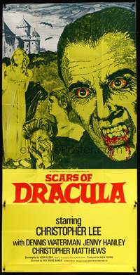 8y013 SCARS OF DRACULA English 3sh '70 c/u art of bloody vampire Christopher Lee, Hammer horror!