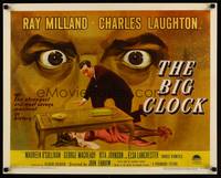 8y048 BIG CLOCK 1/2sh '48 completely different art of Ray Milland with body & giant looming eyes!