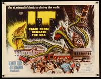 8y047 IT CAME FROM BENEATH THE SEA 1/2sh '55 Ray Harryhausen, a tidal wave of terror, cool art!