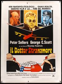 8y187 DR. STRANGELOVE linen Italian 1p R70s Stanley Kubrick classic, different art of Peter Sellers!