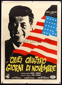 8y190 FOUR DAYS IN NOVEMBER linen Italian 1p '64 wonderful different image of John F. Kennedy!