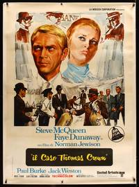 8y203 THOMAS CROWN AFFAIR linen Italian 1p '68 different art of Steve McQueen & Dunaway by Avelli!