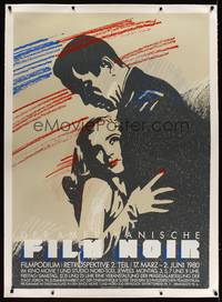 8y172 DER AMERIKANISCHE FILM NOIR linen Swiss '80 art of Bogart & Liz Scott from Dead Reckoning!