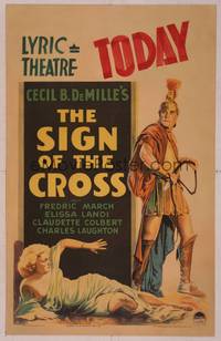 8y071 SIGN OF THE CROSS WC '32 Cecil B. DeMille, art of Fredric March about to whip Elissa Landi!