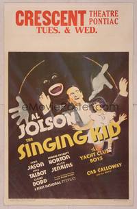 8y072 SINGING KID WC '36 wonderful art of Al Jolson in blackface & with little Sybil Jason!