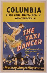 8y074 TAXI DANCER WC '27 wonderful stone litho of sexy young Joan Crawford dancing for admirers!