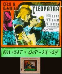 8z111 CLEOPATRA glass slide '34different c/u of sexy Claudette Colbert & Wilcoxon,Cecil B. DeMille