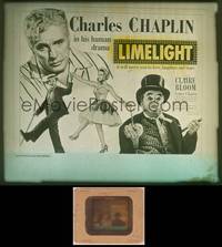 8z123 LIMELIGHT glass slide '52 great images of aging Charlie Chaplin & pretty young Claire Bloom!