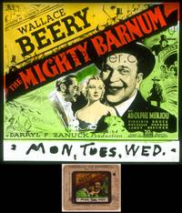 8z125 MIGHTY BARNUM glass slide '34 Wallace Beery in the title role, cool different artwork!