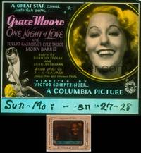8z131 ONE NIGHT OF LOVE glass slide '34 great close up of pretty opera singer Grace Moore!