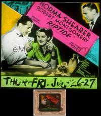 8z136 RIPTIDE glass slide '34 Norma Shearer between Robert Montgomery & Herbert Marshall!