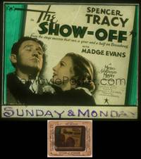 8z137 SHOW-OFF glass slide '34 great romantic close up of Spencer Tracy & pretty Madge Evans!